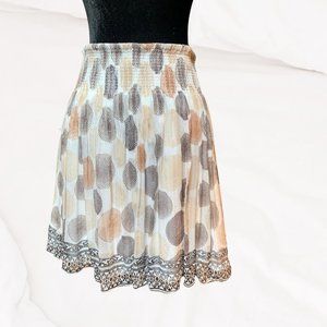 White House Black Market, Shirt,  Geo Metallic threads of Brown, Tan, Cream